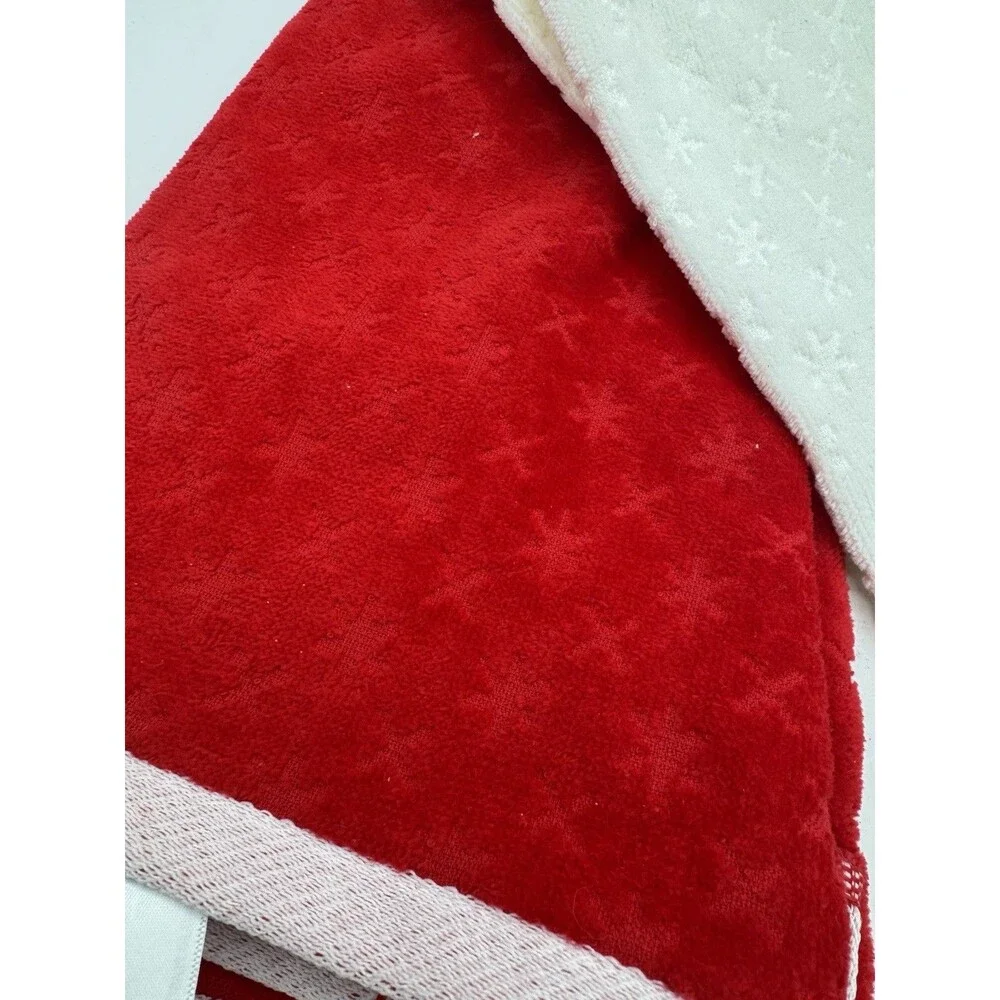 Naughty And Nice Christmas Hand Towels Red White Seasonal New Cotton